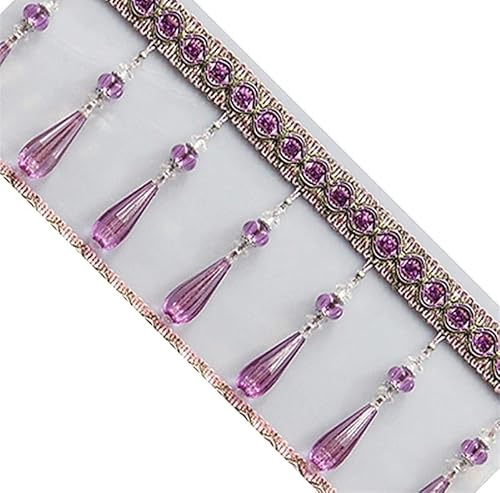 1 Meter geflochtene Perlenquasten-Fransenborte for Vorhänge – elegante DIY-Heimdekor-Nähzubehör(Light Purple) von PRPRP