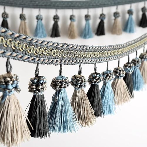 1 Yard geflochtene Perlenkugel-Quastenfransenbesatz for DIY-Heimdekoration – elegante Vorhang- und Tischdeckendekoration(Gray) von PRPRP
