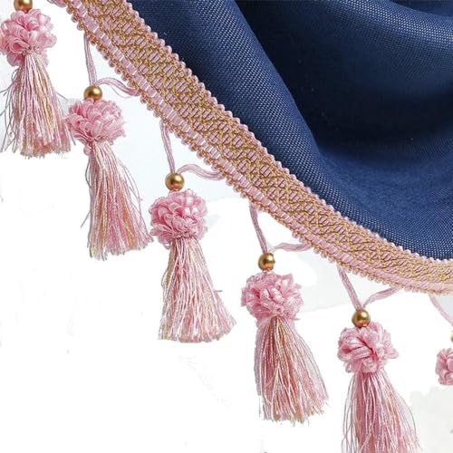 12 Yards elegante Perlenquasten-Fransenborte – geflochtenes Kugelband for Vorhänge, Kleidung und Nähzubehör(Roze) von PRPRP