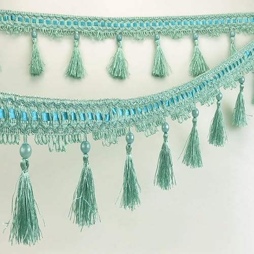 12 Yards elegante Perlenquastenfransenborte for DIY-Polsterung, Kleidungsstücke und Kissendekor(Green) von PRPRP