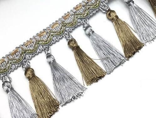 14 Yards Elegante Perlenquaste Fransen Spitzenbesatz for DIY Handwerk und Heimdekoration(Beige Curry) von PRPRP