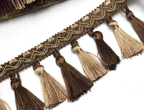 14 Yards Elegante Perlenquaste Fransen Spitzenbesatz for DIY Handwerk und Heimdekoration(Dark Curry) von PRPRP