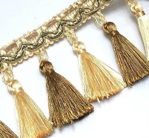 14 Yards Elegante Perlenquaste Fransen Spitzenbesatz for DIY Handwerk und Heimdekoration(Gold) von PRPRP