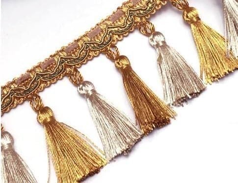 14 Yards Elegante Perlenquaste Fransen Spitzenbesatz for DIY Handwerk und Heimdekoration(Light Brown) von PRPRP