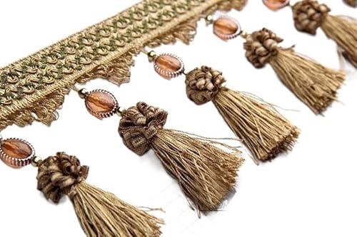 2 Meter elegante geflochtene Perlenquaste Fransenbesatz for Nähen, Basteln und Heimdekor(Brown) von PRPRP