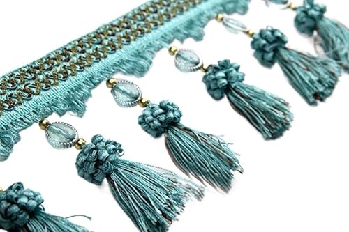 2 Meter elegante geflochtene Perlenquaste Fransenbesatz for Nähen, Basteln und Heimdekor(Green) von PRPRP