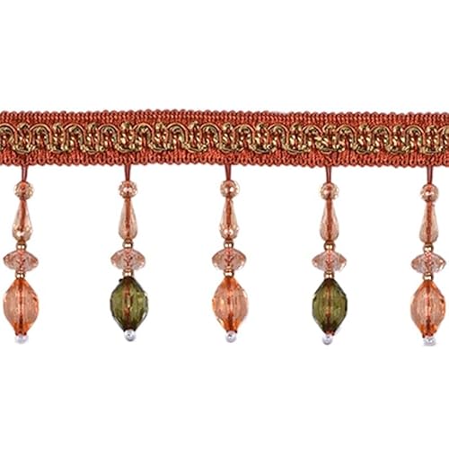 3 Meter Quastenbesatz mit Kristallperlenanhänger – langlebige Fransen for Nähen for Vorhänge, Lampenschirme und Hochzeitsdekoration(Oranje) von PRPRP