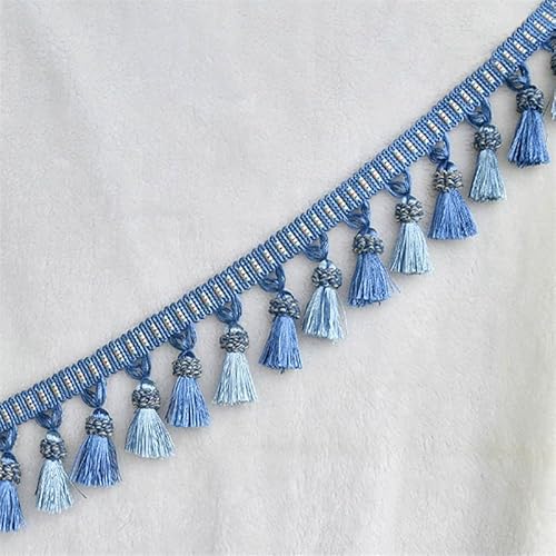 3 Meter elegante Fransenborte mit Perlen – dekorative Spitze for Nähen von Tischdecken, Vorhängen und Heimdekor(Blu) von PRPRP