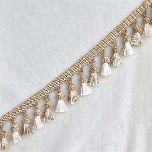 3 Meter elegante Fransenborte mit Perlen – dekorative Spitze for Nähen von Tischdecken, Vorhängen und Heimdekor(Khaki) von PRPRP