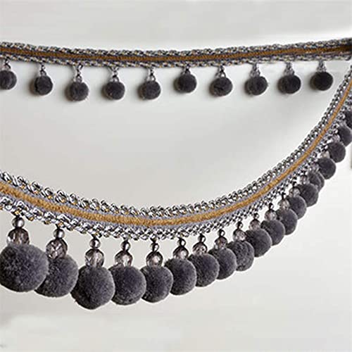 3 Meter eleganter Zopf-Quasten-Ball-Fransenband-Spitzenstoff for Heimwerkerarbeiten, Vorhänge und Tischdecken(Grijs) von PRPRP