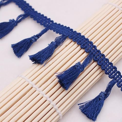 4,5 m Spitzenbesatz aus Baumwolle mit Fransen und Quaste – eleganter Besatz for Nähen, for Vorhänge, Tischdecken und Bastelarbeiten(Dark blue) von PRPRP