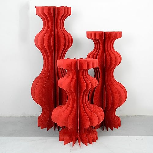 Faltbarer Papierständer, Zylinderständer, 3 Stück, faltbare Pappsäulen, Podestständer, Zylindertische, Geburtstagsdisplay, Dessert(Red,Diameter 30cm 3pcs set) von PRPRP