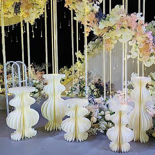 Faltbarer Papierständer, Zylinderständer, 3 Stück, faltbare Pappsäulen, Podestständer, Zylindertische, Geburtstagsdisplay, Dessert(White,D 30cm3pcs set) von PRPRP
