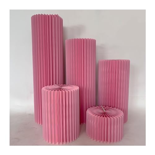 Faltbarer Papierständer, faltbare Papiersäulen, Präsentationssockel, Ständer, Tafelaufsätze, Kartonvasen, Ständer, Party-Geburtstags-Desserttisch, römische Säule(Pink) von PRPRP