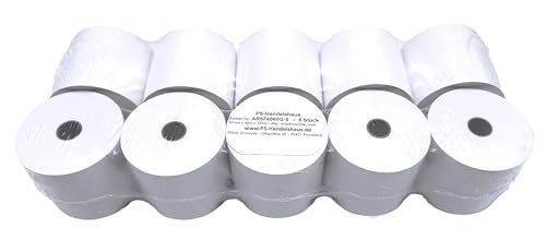 10x Ersatz-Papierrolle, Kassenrolle, 57mm x 40m x 12mm Bonrolle aus NORMAL PAPIER, holzfrei weiß, geeignet für Kassen- und druckende Tischrechner, inkl. roter Endwarnstreifen auf der Rolle von PS-Handelshaus