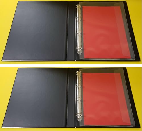 2x Ringbuch, Ordner in SCHWARZ, aus PVC, in A4+ ÜBERGRÖßE für Folio Format, 4-Ringe mit Einschubtasche vorne und auf der schmalen Rückenseite von PS-Handelshaus