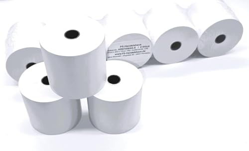 5x Ersatz-Papierrolle, Kassenrolle, 57mm x 40m x 12mm Bonrolle aus NORMAL PAPIER, holzfrei weiß, geeignet für Kassen- und druckende Tischrechner, inkl. roter Endwarnstreifen auf der Rolle von PS-Handelshaus