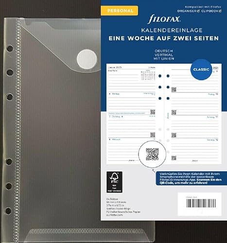 Filofax Kalendereinlage 2026 Größe Personal 1 Woche / 2 Seiten (deutsch) 26-68440 + 1 feste Prospekthülle mit Klettverschluss von PS-Handelshaus von PS-Handelshaus