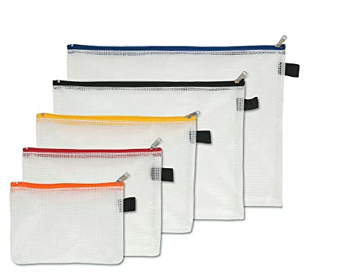 FolderSys Vielzweck-Beutel mit Zip, Kleinkrambeutel, Reissverschlusstasche, PVC, 5er-Set, farblich sortiert 40400-92 von PS-Handelshaus