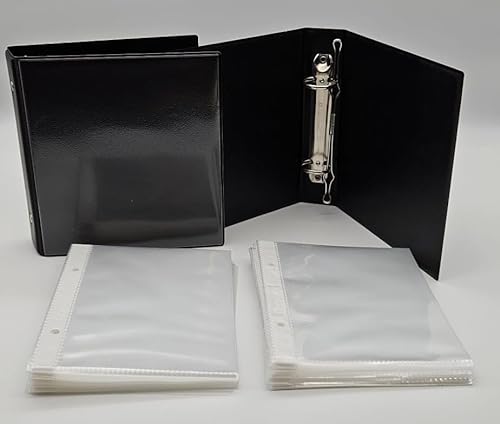 KOMBIPACK (2x Ringbuch + 1x100 Prospekthüllen in A6) A6+ Ringordner Brilliant SCHWARZ mit Drahtniederhalter und Sichttasche vorn/Prospekthülle, Eco, Fotohülle, klar & glatt 80my DOKUMENTENECHT. von PS-Handelshaus