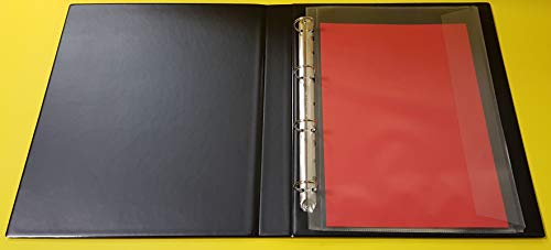Ringbuch, Ordner in SCHWARZ, aus PVC, in A4+ ÜBERGRÖßE für Folio Format, 4-Ringe mit Einschubtasche vorne und auf der schmalen Rückenseite von PS-Handelshaus