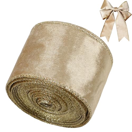 Samtband 1 Roll 30ft DIY Dekorative Feste Farbe Weihnachtsband zum Wickeln von Bogen machen Weihnachtskranz, Khaki Samt von PSFDEWT