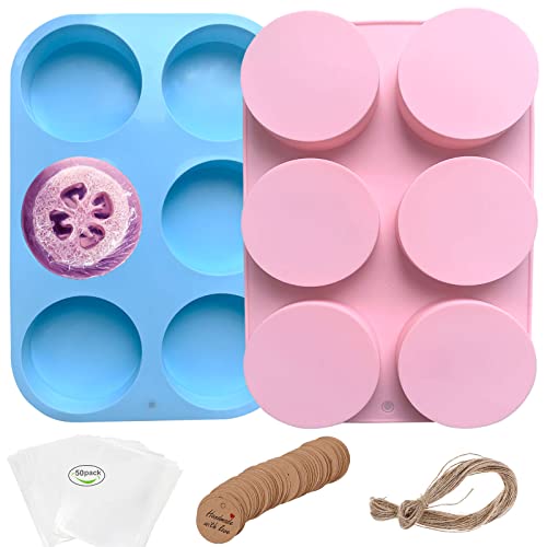 Runde Seifenformen für die Seifenherstellung, 2 Stück, 113 g, große Größe, 6 Zylinder, Silikonformen für Luffa, Seife, Badekugeln, Duschdampfer, Lotionstangen Runde Seifenformen für die Seifenherstellung, 2 Stück, 113 g, große Größe, 6 Zylinder, Silikonformen für Luffa, Seife, Badekugeln, Duschdampfer, Lotionstangen von PSKJATIN