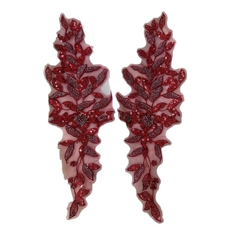 1 Paar 2 Stück rote Perlen bestickte Spitze Applikation Stickerei DIY Nähen Patch for Hochzeitskleid Kleidung 1 Paar 2 Stück rote Perlen bestickte Spitze Applikation Stickerei DIY Nähen Patch for Hochzeitskleid Kleidung von PSNKLMM