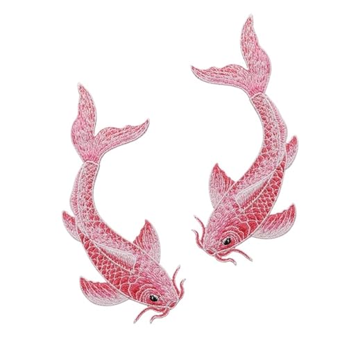 1 Paar Blau Rot Rosa Fisch Gestickte Patches Nähen Aufkleber for Kleidung Applikationen DIY Zubehör Weiche Aufnäher Patches(Small Pink 1 pair) von PSNKLMM