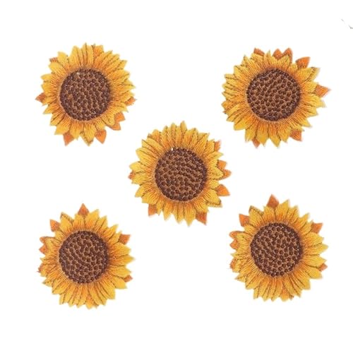 10 Stück DIY gestickte Sonnenblumen-Patches for Aufbügeln oder Aufnähen, Blumenaufkleber, Jeans, Hosen, Schuhe, Taschen, Stoffapplikationen, handgefertigte Abzeichen(Style B) von PSNKLMM