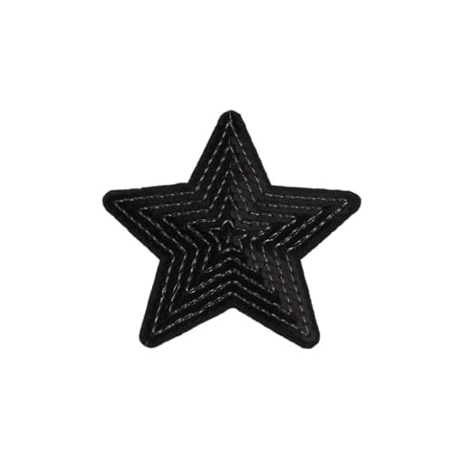 10 Stück große Pailletten-Stern-Aufnäher, Stickerei, glitzernde Stoff-Applikationen, DIY, Patchwork, Basteln, Nähen, Jeans, Mäntel, Abzeichen, Anzüge(Black) von PSNKLMM