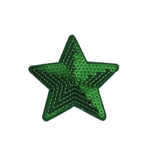 10 Stück große Pailletten-Stern-Aufnäher, Stickerei, glitzernde Stoff-Applikationen, DIY, Patchwork, Basteln, Nähen, Jeans, Mäntel, Abzeichen, Anzüge(Green) von PSNKLMM