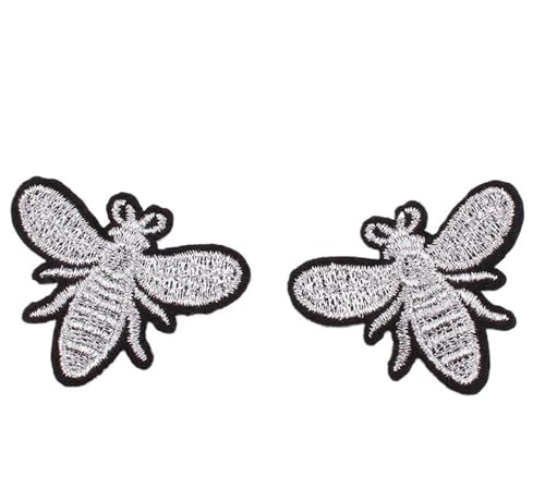 10 stücke Stickerei Gold Silber Biene Patch Cartoon insekt Aufkleber DIY Nähen Stoff Applikationen Handgemachte Abzeichen Patches for Kleidung(3.5 x 4.4cm Silver) von PSNKLMM