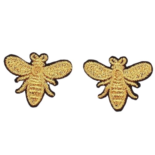 10 stücke Stickerei Gold Silber Biene Patch Cartoon insekt Aufkleber DIY Nähen Stoff Applikationen Handgemachte Abzeichen Patches for Kleidung(4.3 x 5.3cm Gold) von PSNKLMM