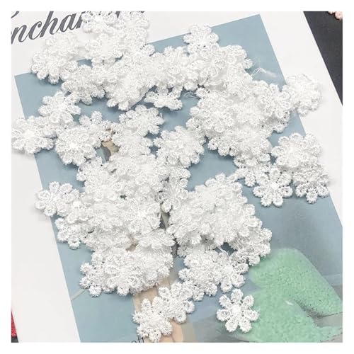 100 Stück Mini handgefertigte Stoff-Blumen-Applikationen, Aufnäher for Hochzeitsdekoration, Basteln, Nähzubehör, 1,3 cm(White) von PSNKLMM