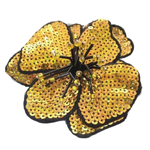 11 cm zwei Schichten bunte Pailletten Aufkleber Blumen Patch Nähen auf Kleidung Dekoration Designer Applikation(Color 12) von PSNKLMM