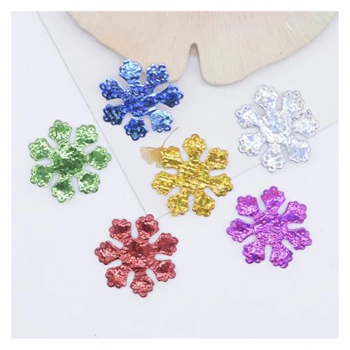 120 Stück glitzernde silberne Schneeflocken-Stoffapplikationen for Aufnähen, Weihnachtsdekoration, Zubehör, Kleidung, Tasche, Hut, DIY-Aufnäher(Mixed) von PSNKLMM
