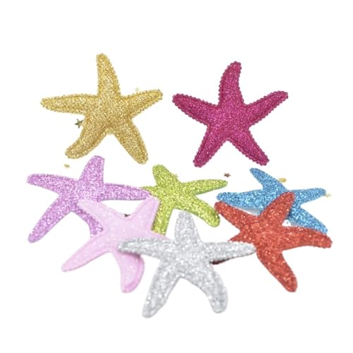 16 Stück 60 x 50 mm glänzender Puder-Glitzerstoff, gepolstert, Seestern-Applikation, Kopfbedeckung, Haarspangen, Aufnäher, Geburtstag, Basteln, Ornament(Mixed) von PSNKLMM