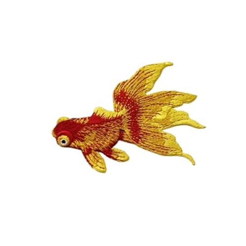 2 Stück Fisch-Nähaufkleber for Kleidung, Applikationen, DIY-Zubehör, bestickte Aufnäher for Kleidung(Golden right side) von PSNKLMM