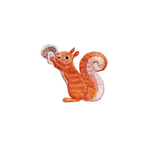 2 Stück bestickte süße Eichhörnchen-Aufnäher, Kappen, Taschen, DIY-Applikation, Stickerei, Parches, for Aufbügeln for Kleidung(TYPE C) von PSNKLMM
