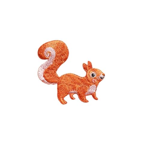 2 Stück bestickte süße Eichhörnchen-Aufnäher, Kappen, Taschen, DIY-Applikation, Stickerei, Parches, for Aufbügeln for Kleidung(TYPE D) von PSNKLMM