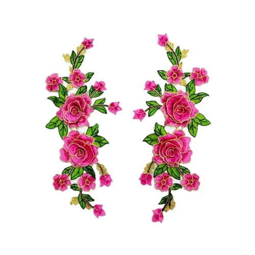 2 teile/para Stickerei Rose Blume Patches for Kleidung Kleid Hut Tasche Jeans Applique Handwerk Kleidung Zubehör(Pink) von PSNKLMM