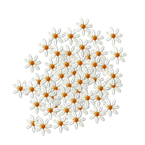 20 Stück, 50 Stück Mini-Gänseblümchen-Blumen-Patch, bestickt, for Aufnähen, for Kleidung, Applikation, DIY, Haarspange, Aufkleber auf Kleidung(50pcs in one pack) von PSNKLMM