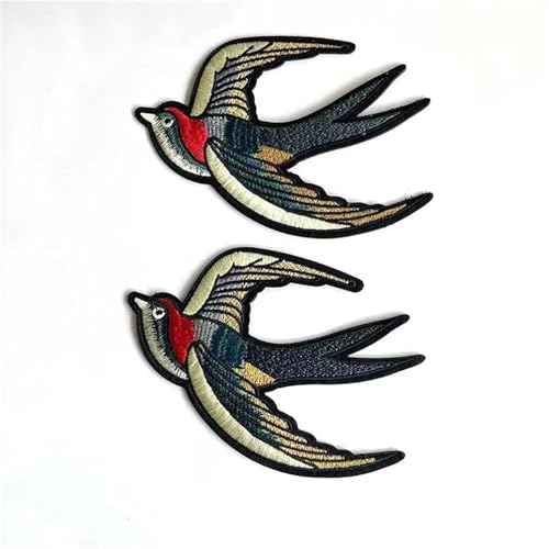 2PC/11 * 16CM Retro Schwalbe Stoff Stickerei Applikation Eisen auf Patches(Right) von PSNKLMM