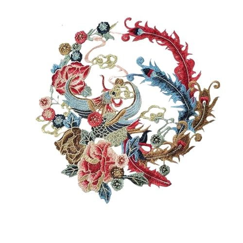 2PCS große Phoenix Patches for Kleidung Applikation Nähen auf Stickerei Patch Aufkleber Pfau Stoff Abzeichen Kleidung Zubehör(Style 7 L) von PSNKLMM