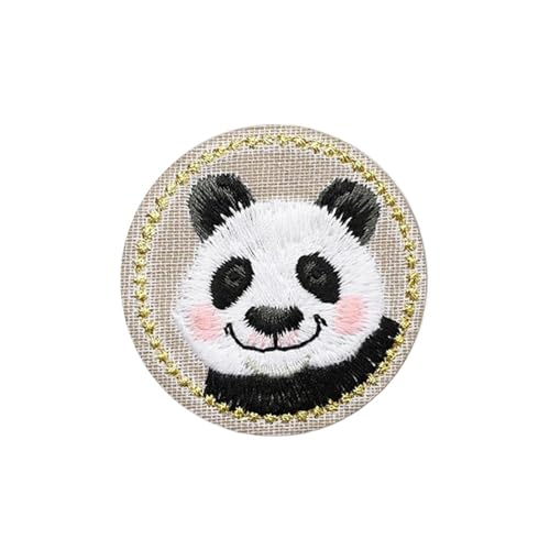 3 Stück süße Katze Panda Kaninchen Patch Eisen Emblem Stickerei 4,3 * 4,3 cm(Round Panda) von PSNKLMM