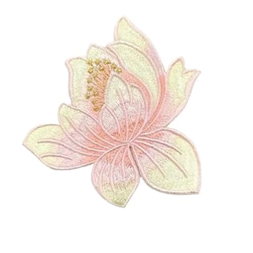 3PCS Vintage Exquisite Gestickte Lotus Tuch Patch Cheongsam Dekorative Blumen Zubehör DIY Eisen Auf Patches for Kleidung(Flower Patch05) von PSNKLMM