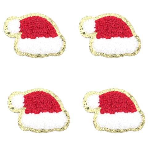 4 Stücke Handtuch Stickerei Phnom Penh Weihnachten Emblem Kleidung Zubehör Abzeichen Aufkleber Stickerei Aufkleber Aufbügeln Patches(Christmas hat) von PSNKLMM