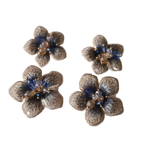 4 stücke DIY 3D Blume Strass Perlen Patches for Kleidung Stickerei Spitze Applikationen for Taschen Dekorative Parches Applikationen Abzeichen(Model 2) von PSNKLMM