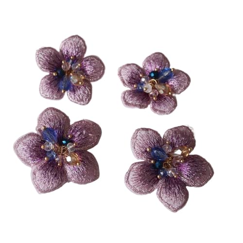 4 stücke DIY 3D Blume Strass Perlen Patches for Kleidung Stickerei Spitze Applikationen for Taschen Dekorative Parches Applikationen Abzeichen(Model 4) von PSNKLMM